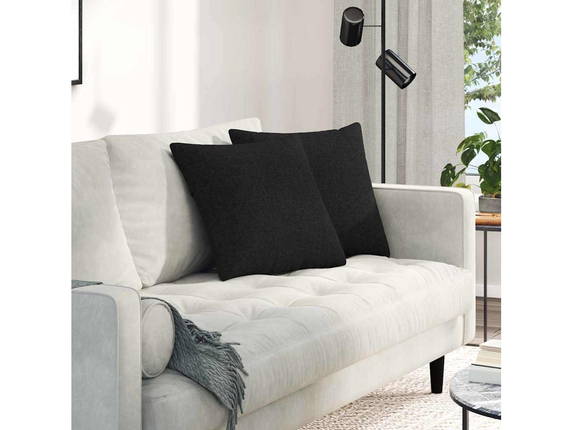 Vidaxl Travesseiros De Sofá 2 Pcs Preto 45 X 45 Cm Tecido