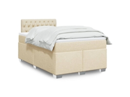 Vidaxl Cama Com Molas/colchão 120x200 Cm Tecido Cor Creme