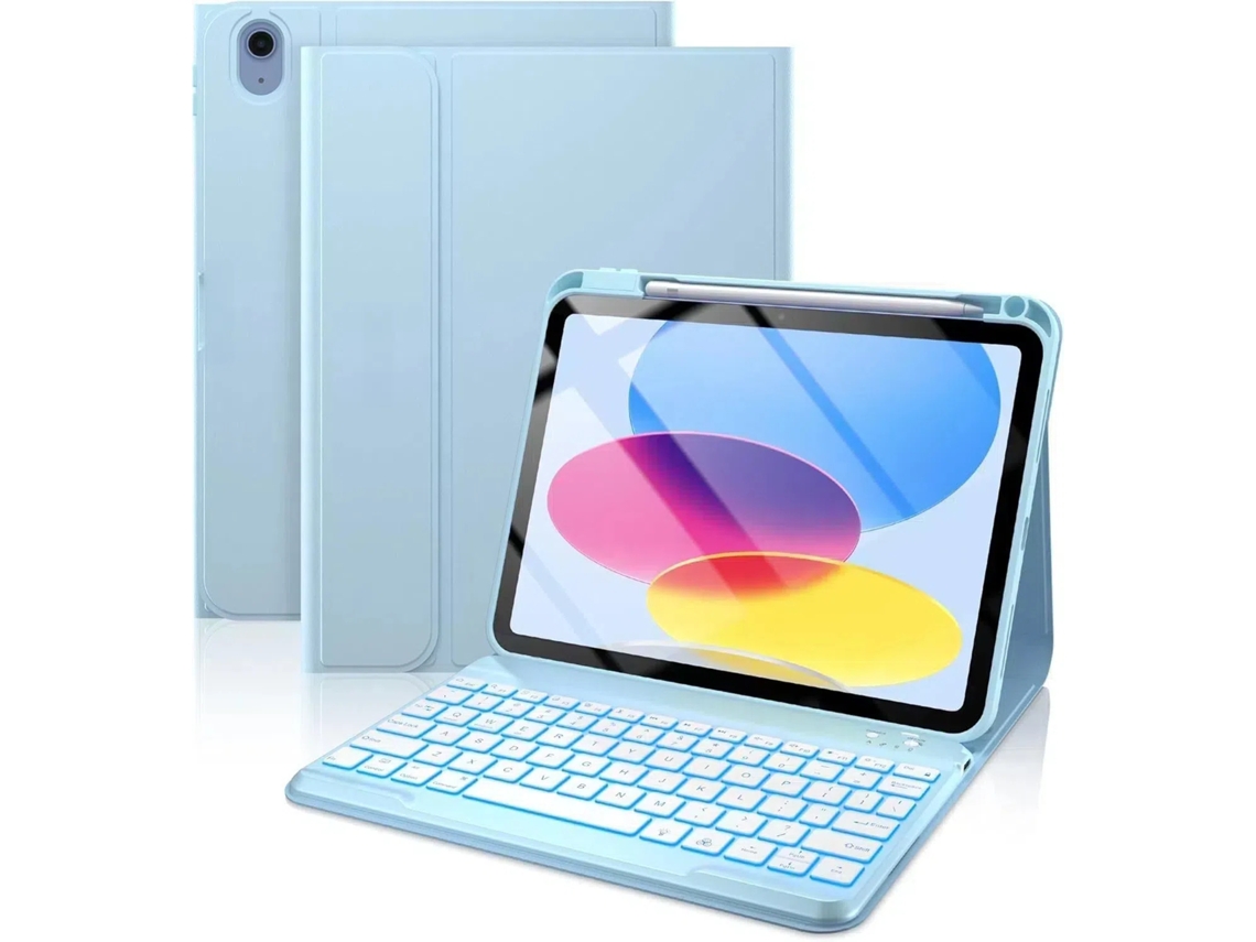 Capa Teclado Bluetooth Czhhmart Para Ipad Pro 11 M4 (2024) Polegadas, Con Teclado Retroiluminado Magnético (azul Celeste)