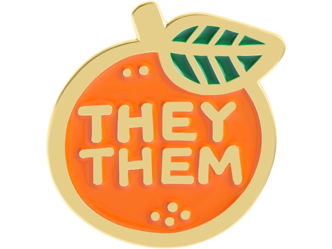 Jewelry Acessório, Broche Com Pronome, Eles Elas, Ela Dela, Apresentação Criativa De Laranja, Arte Com Frutas Para