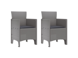 Conjunto 2 Cadeira Moderna Vidaxl Cinzento-claro Polipropileno (53 X 49 X 85 Cm)