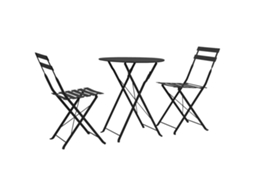 Vidaxl 3 Pcs Conjunto Bistrô Em Aço Preto