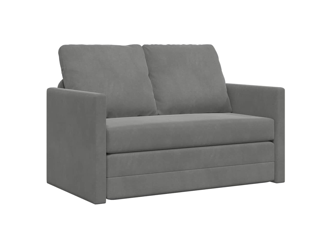 Conjunto 1 Sofá-cama Sem Pés Vidaxl Cinzeto Veludo (122 X 204 X 55 Cm)