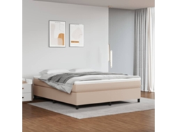 Vidaxl Cama Com Molas/colchão 160x200 Cm Couro Artificial Cappuccino