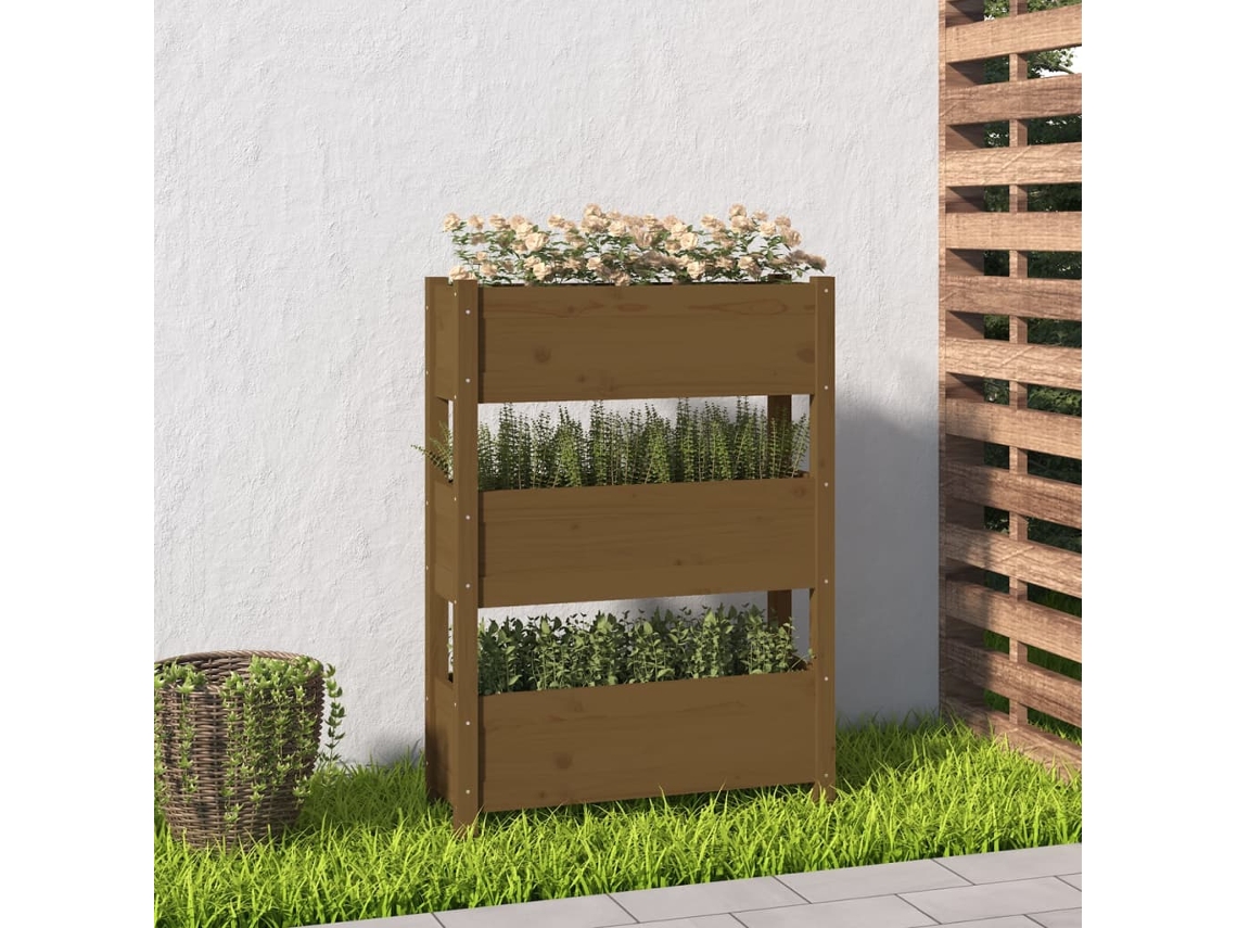 Vidaxl Vaso/floreira 77x25x104,5 Cm Madeira Pinho Maciça Castanho-mel