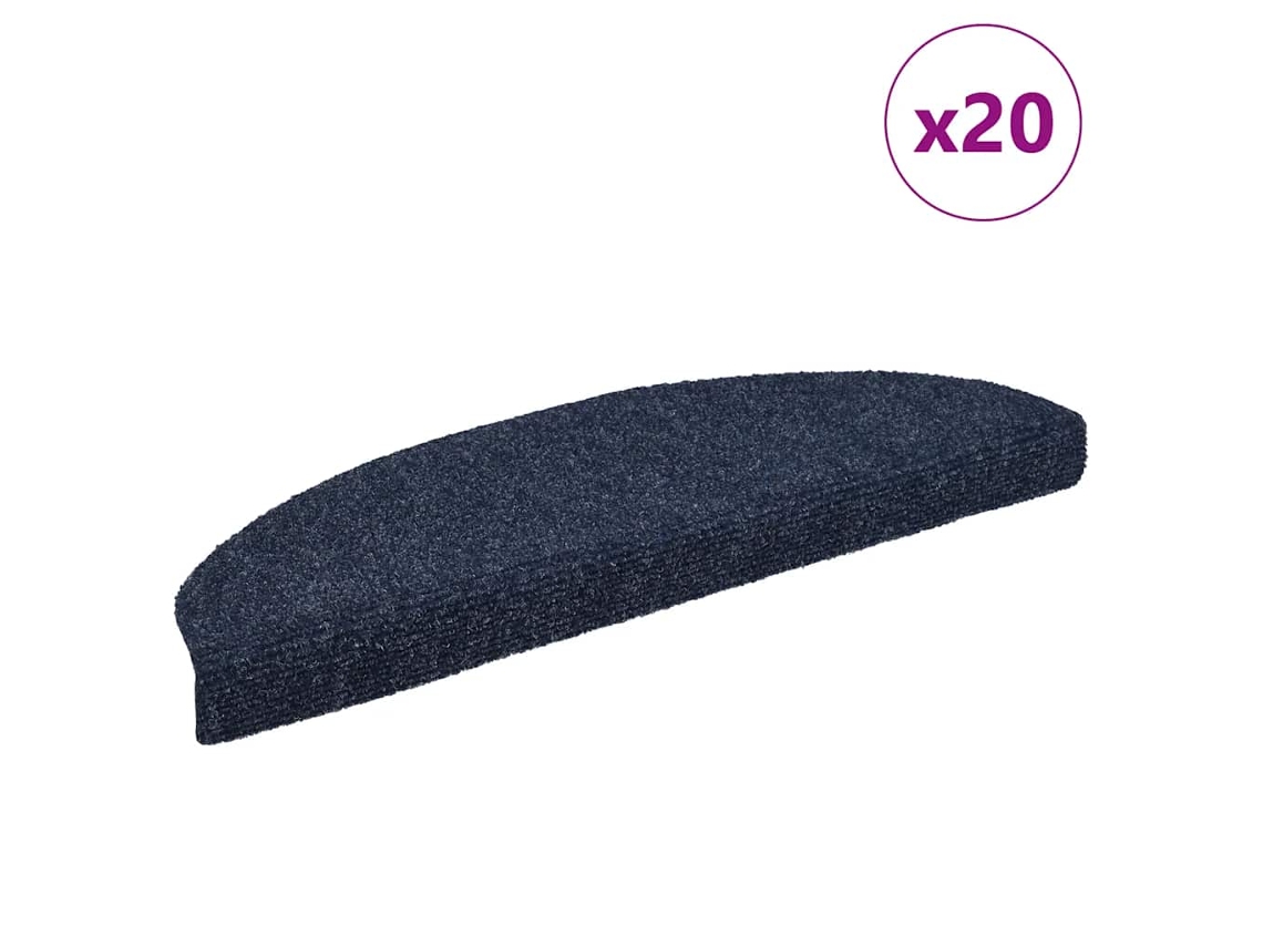 Vidaxl Tapetes De Escada Autoadesivos 20 Peças 65x21x4 Cm Azul Semicircular Grande