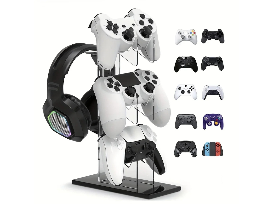 (base Preta) Suporte Universal De Três Camadas Para Controle E Fone De Ouvido, Acessório Para Jogos Compatível Com Ps5 E Ps4.