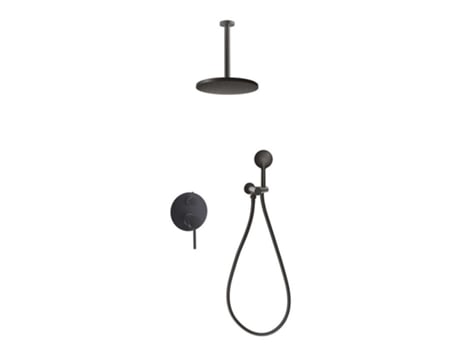 Torneira De Duche Preta Embutida Com Chuveiro De Teto E Duche De Mão Jomi (d26fk45bl)