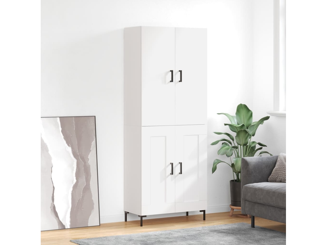Vidaxl Armário Alto 69,5x34x180 Cm Derivados De Madeira Branco