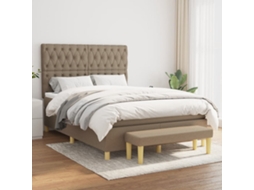 Vidaxl Cama Com Molas/colchão 140x200 Cm Tecido Castanho-acinzentado