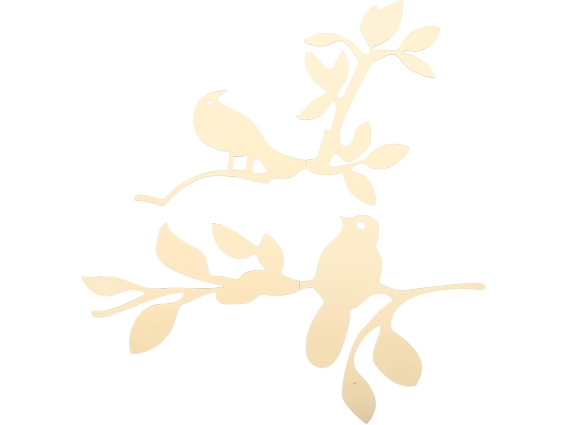 Conjunto De 2 Adesivos De Parede Em Acrílico Dourado Com Pássaros Em 3d Para Decoração De Parede.