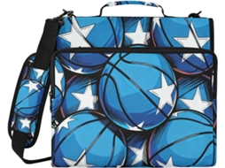 Pasta Escolar Azul Com Estampa De Basquete Em Estilo Cartoon, 3, 8cm 1, 5 Polegadas, 3 Argolas Com Alça E De Ombro