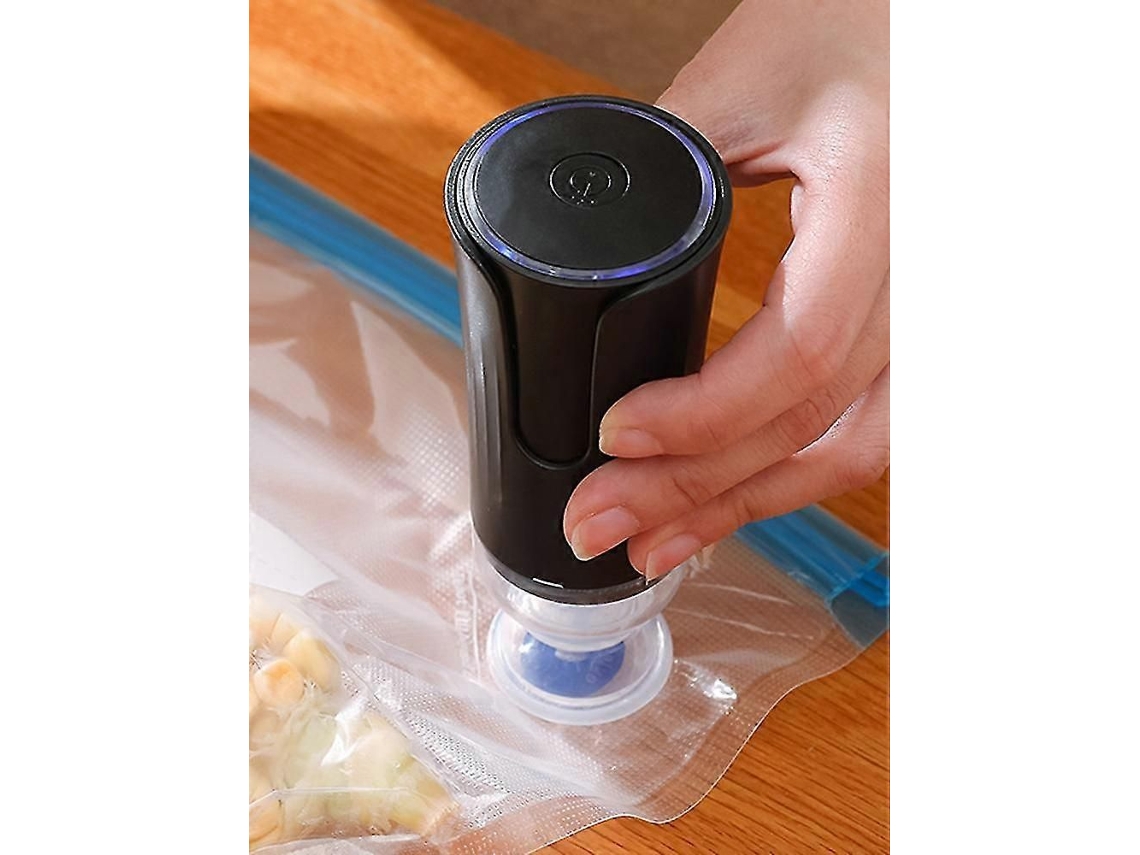 Novo Quente Com 5 Sacos De Armazenamento Alimentos A Vácuo Uso Diário Bomba Portátil Preto Abs Plástico Um Toqu E Interruptor Pequeno Frescor Máq