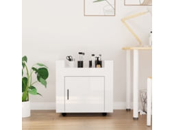 Vidaxl Carrinho Secretária 60x45x60cm Deriv. Madeira Branco Brilhante