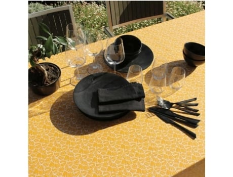 Toalha De Mesa Sud Etoffe Retangular Laminada Amarela Algodão Multicor (250 Cm)