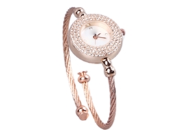 Relógio de Pulseira Feminino de Quartzo com Pulseira Ajustável Ouro Rosa para Dia a Dia e Festas