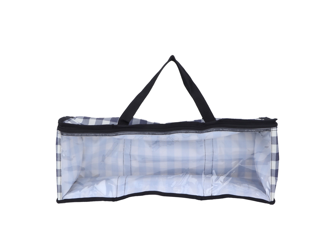 Saco de Armazenamento Transparente Grande Capacidade Pvc Resistente para Viagem Dormitório Camping Azul Grid | S/MARCA