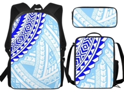 Mochila Infantil Com Estampa Tribal Polinésia Escolar Lancheira Estojo 10, 11, Tamanho Único, Para Uso Diário