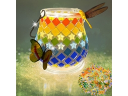 Kit criativo para suporte de velas em mosaico de vidro, materiais naturais, estilo único, design em mosaico, flocos decorativos para velas, feito à mão.