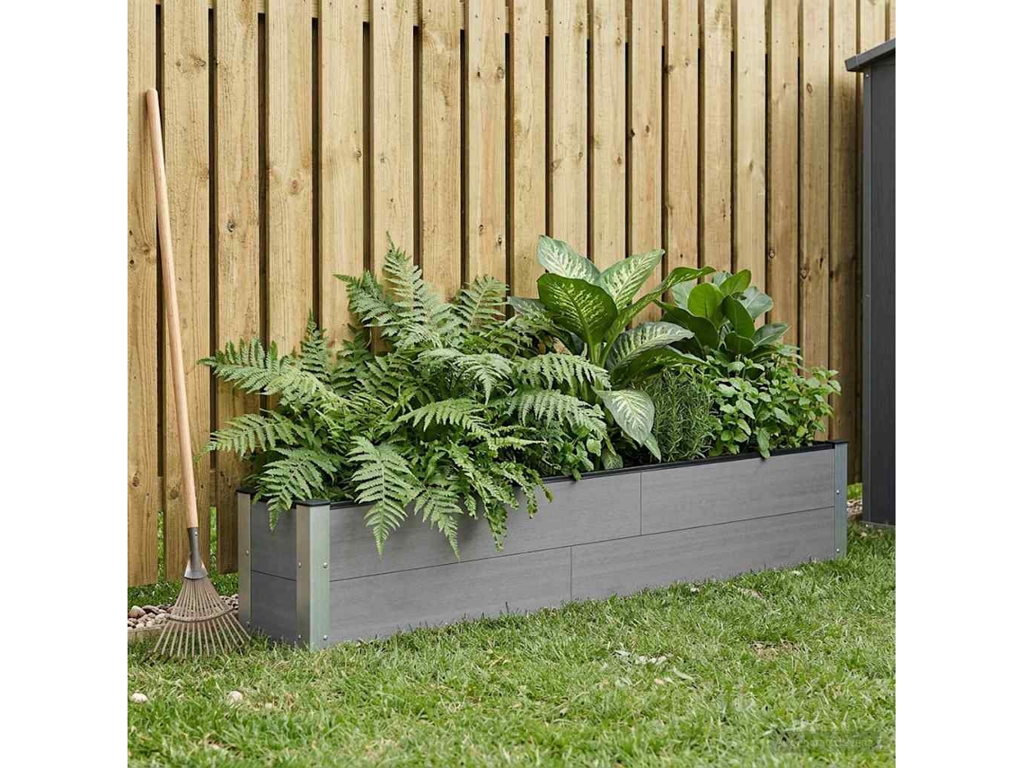 Vidaxl Canteiro De Jardim Elevado Cinzento 200 X 30 X 36 Cm