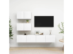 Vidaxl 4 Pcs Conjunto de Móveis de Tv Derivados de Madeira Branco