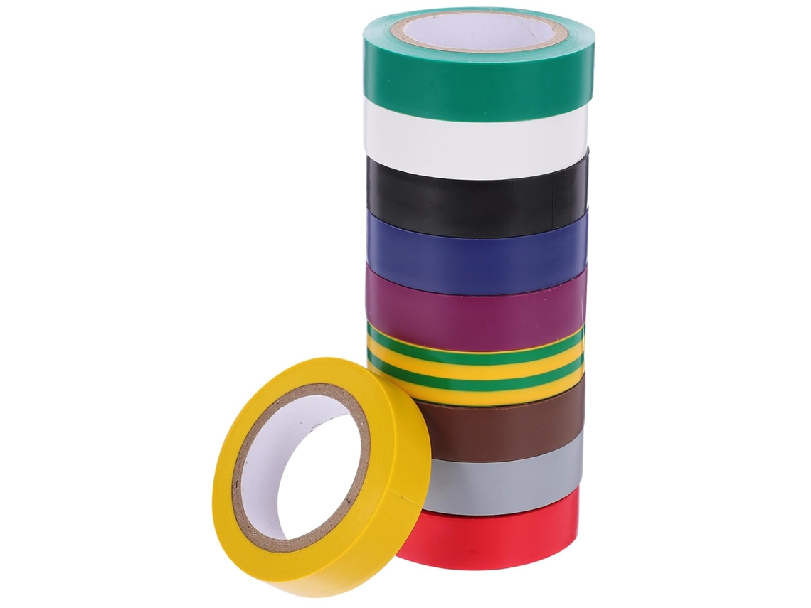 Fita Isolante Elétrica Colorida Cabilock, Pacote Com 10 Rolos, Para Fiação Automotiva, Resistente A Altas Temperaturas
