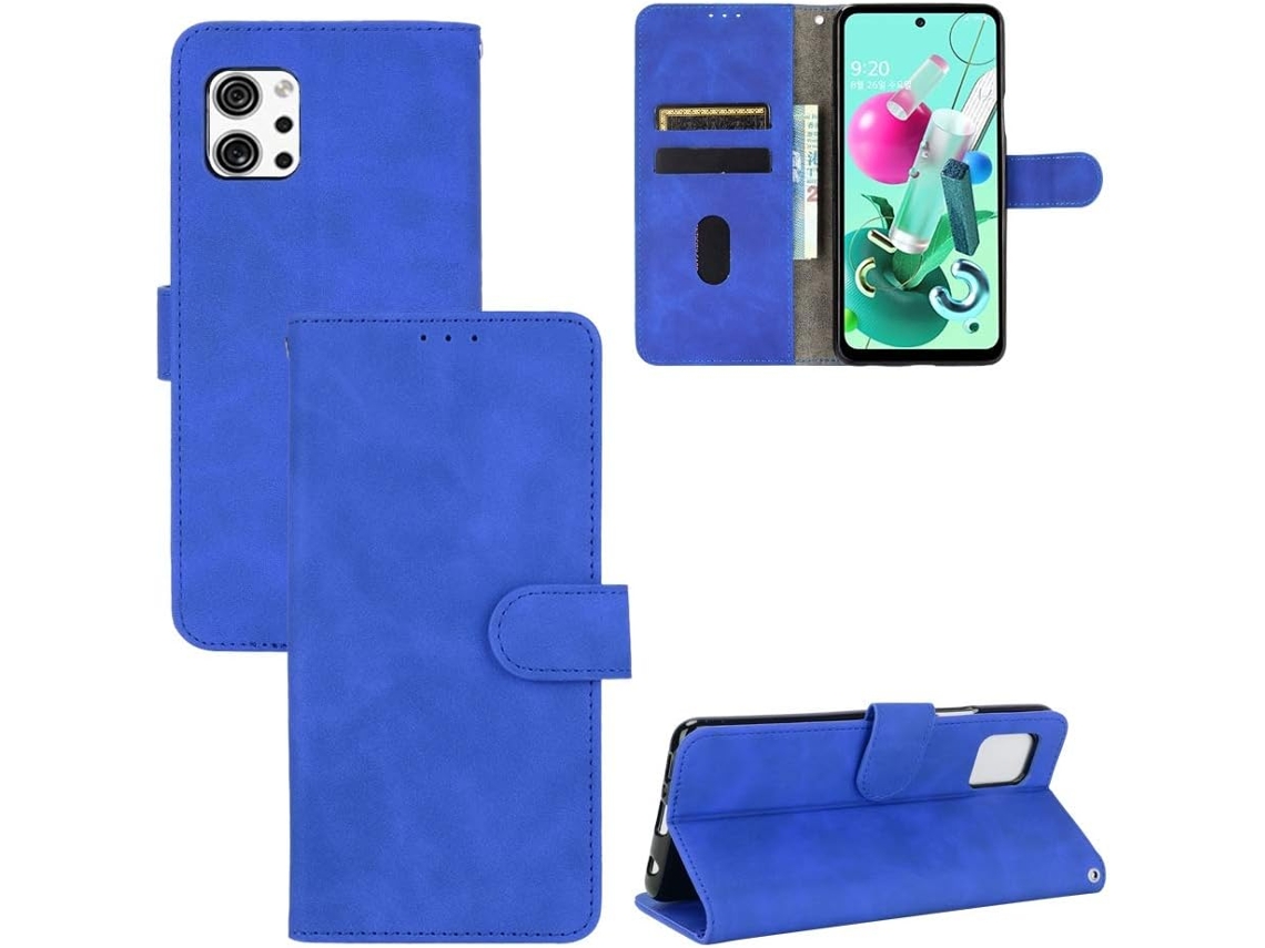 Suporte Telemóvel Ranhuras Cartões para Lg Lg Q92 5G HONGWE. Pele Sintética Magnética