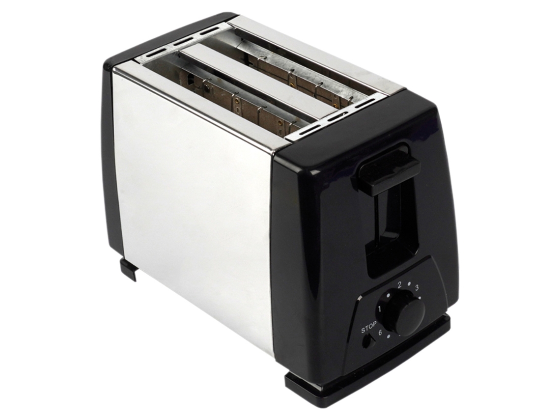Torradeira 2 Fatias 800W Controle de Tostagem e Recolhe-Migalhas Preto com Aço Inoxidável KLACK