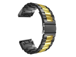 Bracelete Aço Ajustável para Garmin MARQ Driver Preto e Dourado