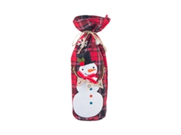 Laxiscreed Saco Para Garrafa De Vinho Natal Com Design De Boneco De Neve E Padrão Gingham