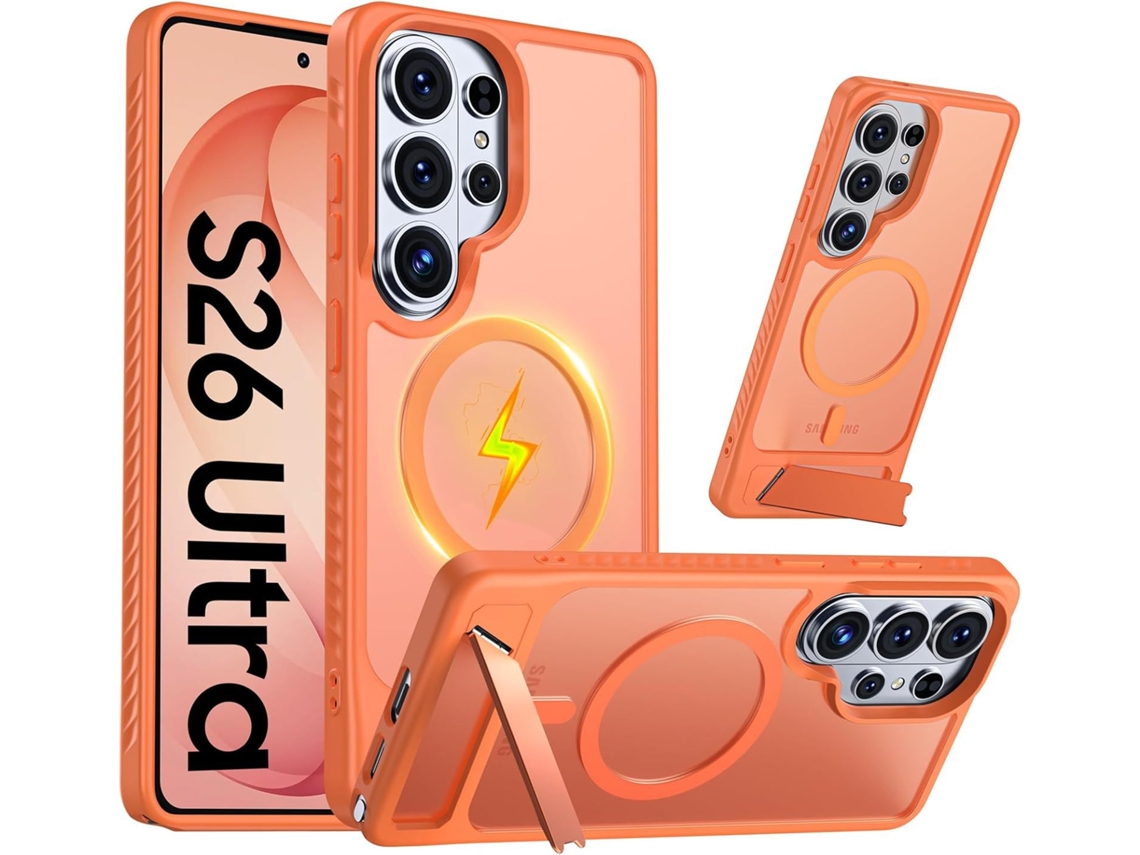 Capa Para Samsung Galaxy S26 Plus, Com Ímã E Suporte, À Prova De Choque, Laranja. Panoona