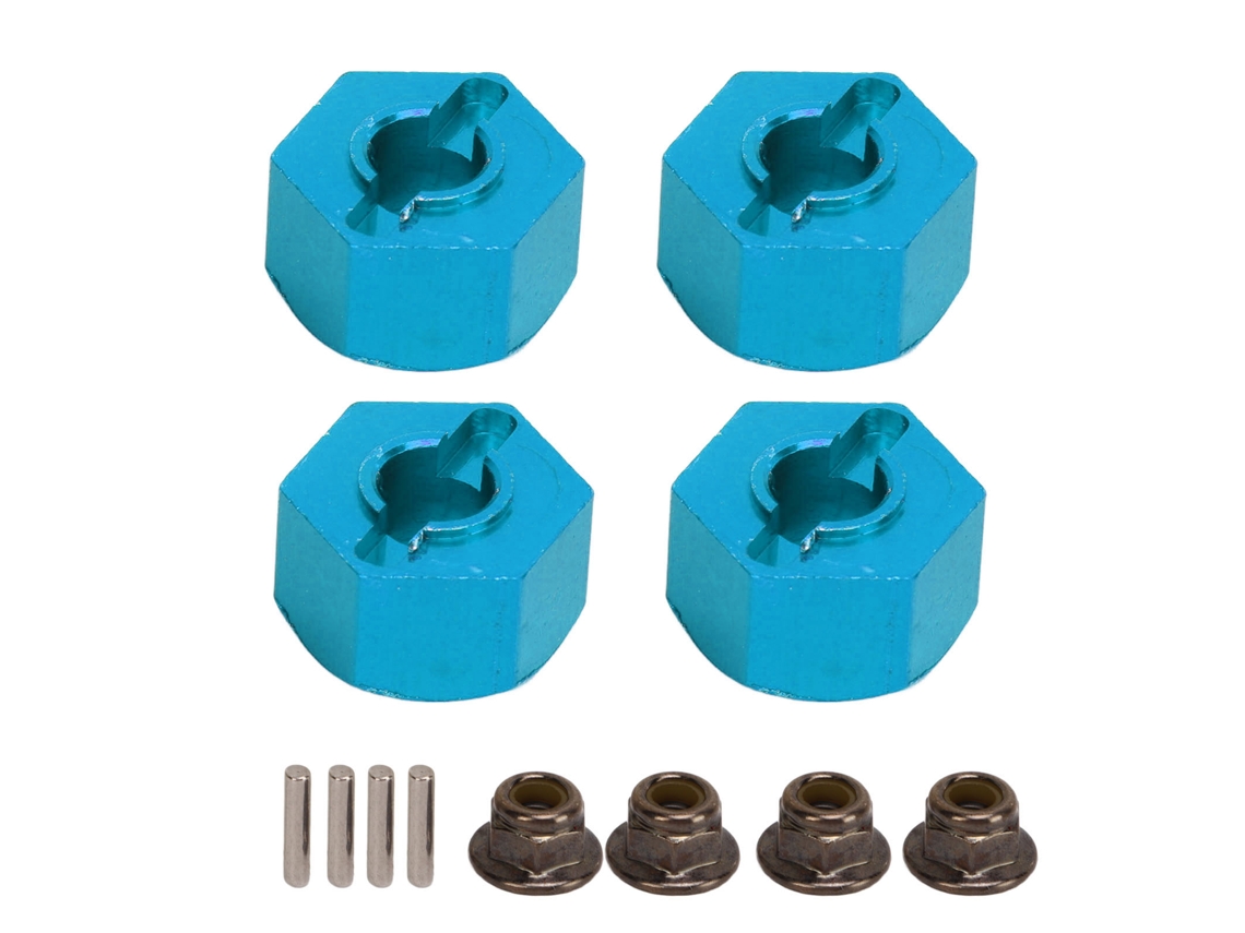 Adaptadores De Roda Hexadecimal Em Alumínio Cnc Para Carros Rc 1/10 Traxxas Slash Com Pinos E Porcas Azul Claro