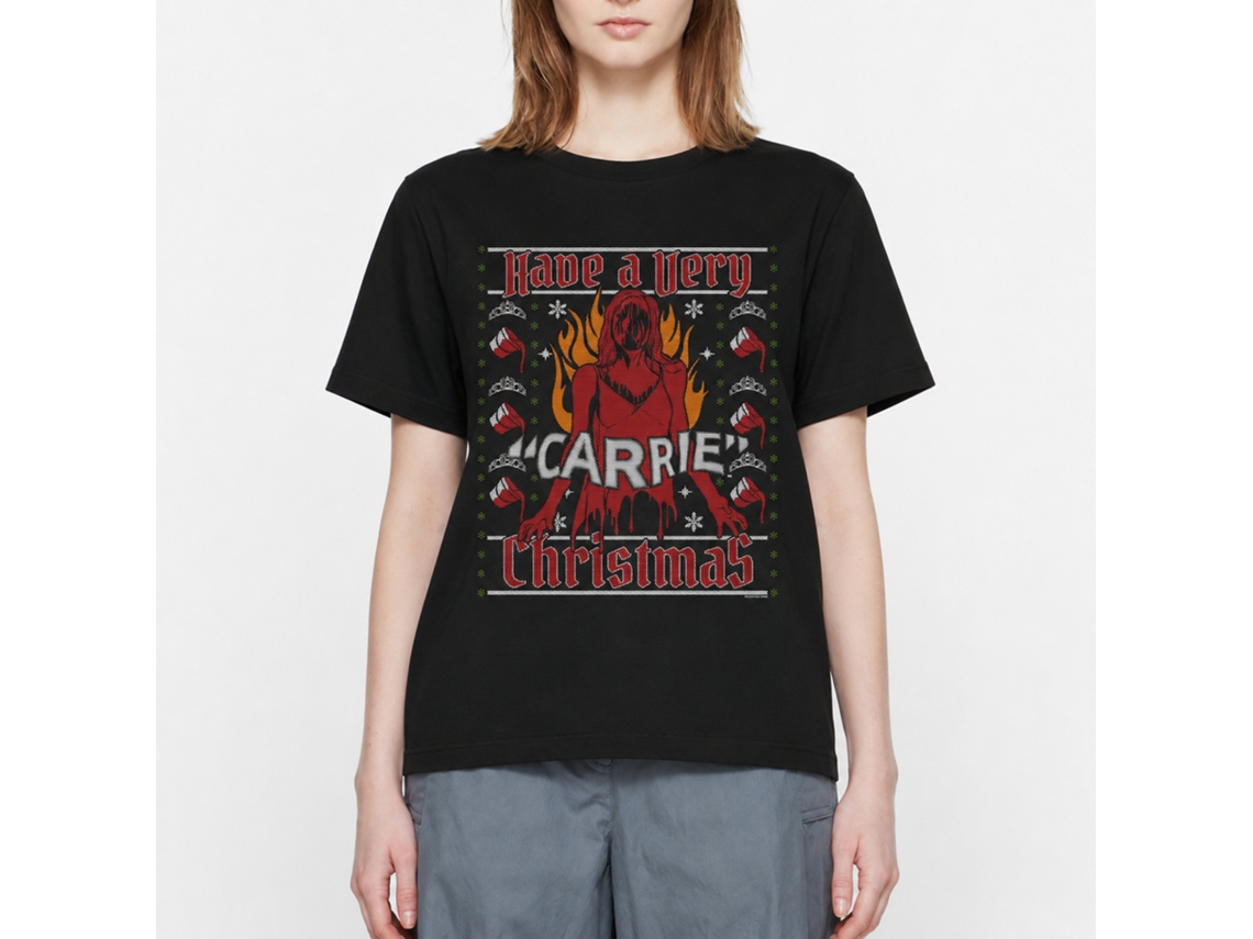 Rockinstone Carrie Movie A Very Carrie Christmas Black Adult T-shirt Size:l