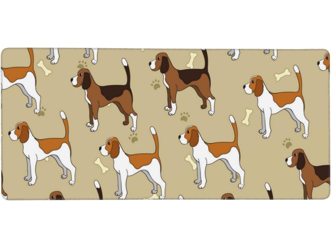 Mousepad Grande para Computador com Desenho de um Beagle Fofo e Inteligente, Base Borracha Antiderrapante, 40
