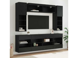 Vidaxl Conjunto De Gabinete De Parede Para Tv 6 Pcs Carvalho Preto