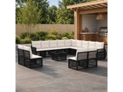 Vidaxl Conjunto De Sofá De Jardim 14 Unid. Preto E Branco Creme