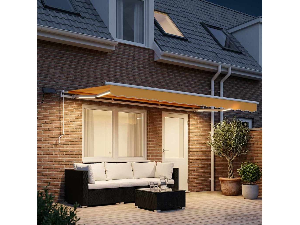 Vidaxl Toldo Retrátil Areia 600 × 300 Cm Tecido E Alumínio