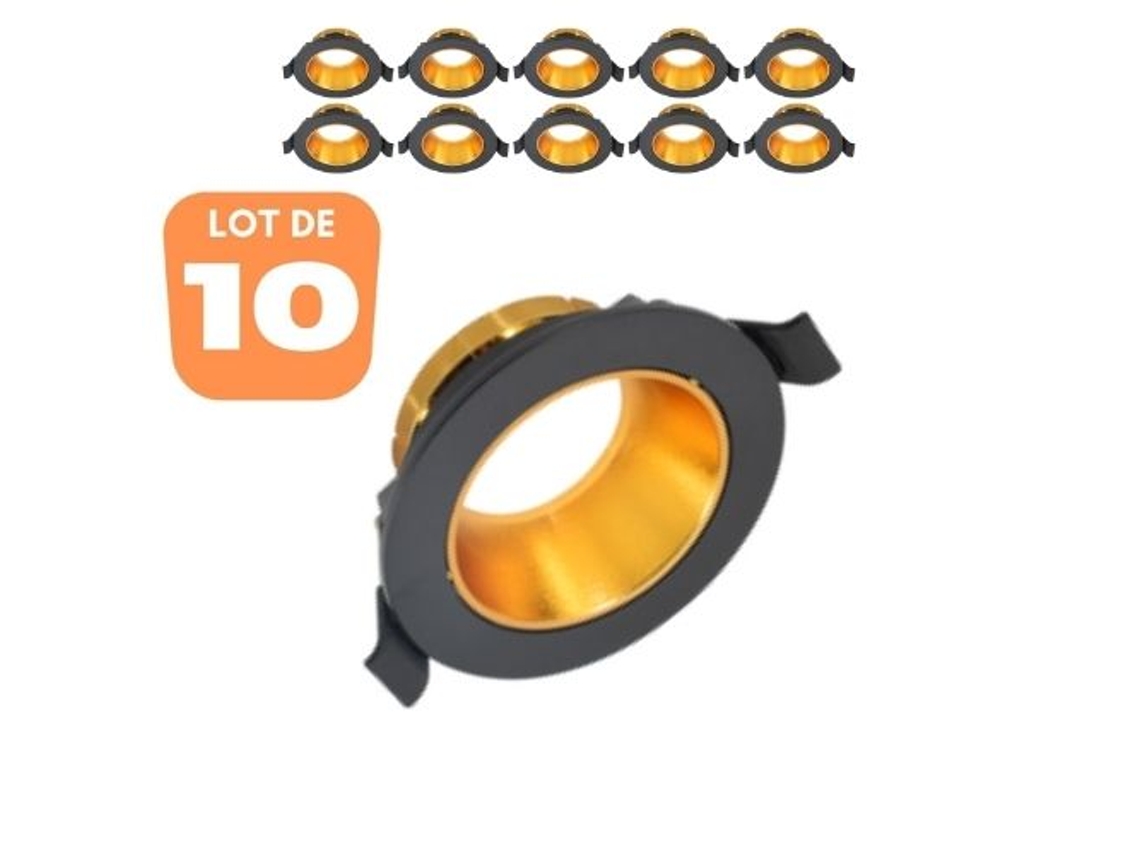 Conjunto de 10 Bea R2 Black/Copper-Doré Mr16 Gu10/Gu5.3 Spotlights. BRAYTRON