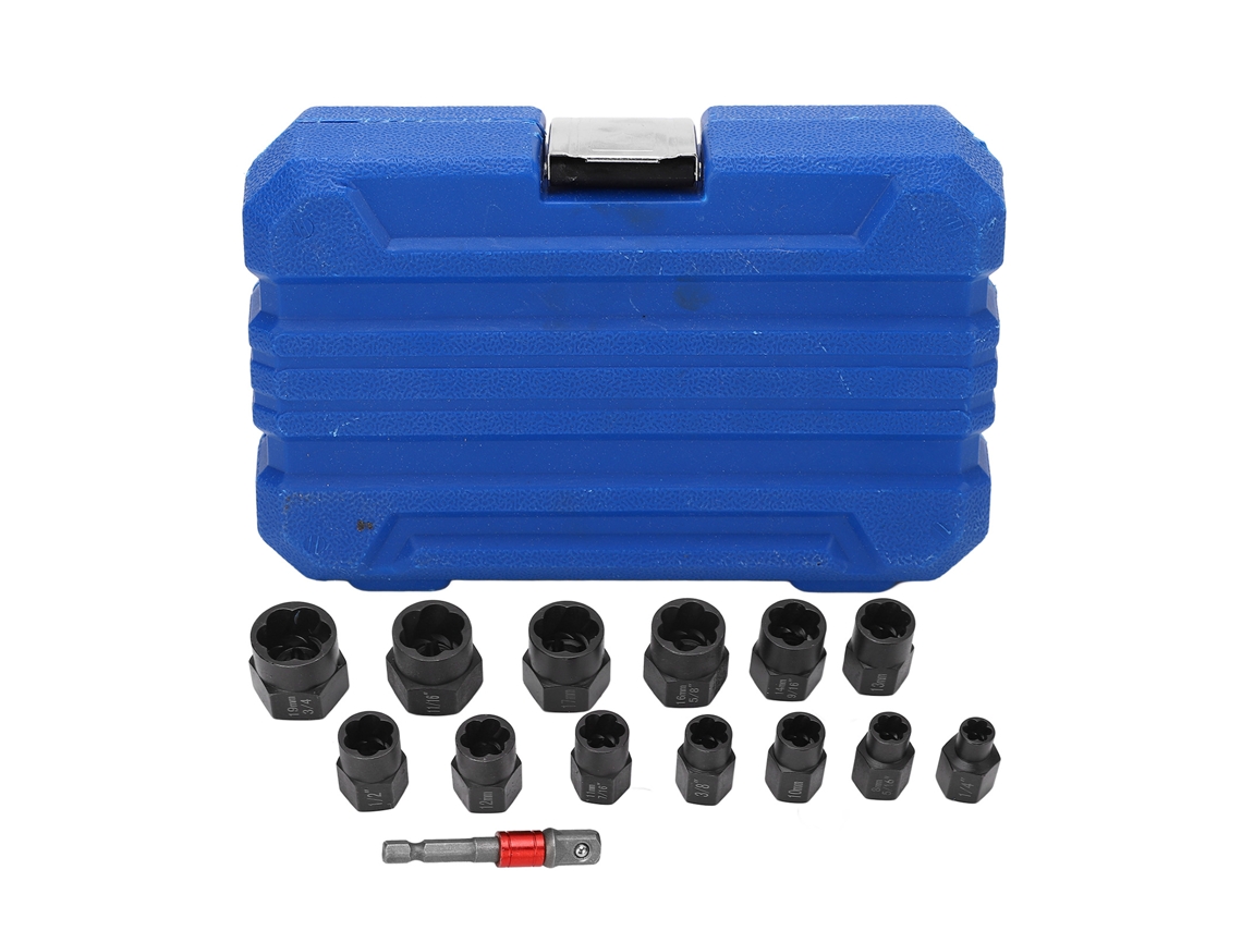Kit Extrator de Porcas 14pcs 3/8in Soquete Hexagonal para Parafusos Danificados Ou Enferrujados