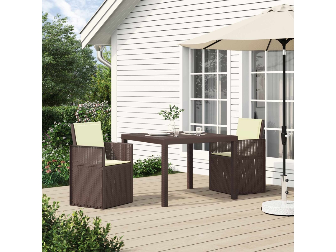 Vidaxl Conjunto De Jantar Para Jardim 3 Unid. Castanho E Creme Pp