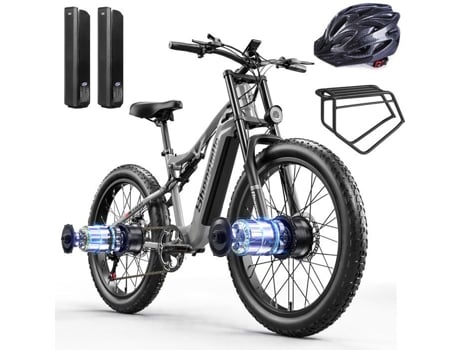 Shengmilo S600 Bicicleta Elétrica 2 × 1000w Motores 17.5ah Samsung Bateria Dupla 26 Polegadas Mountain Bike Benfuto
