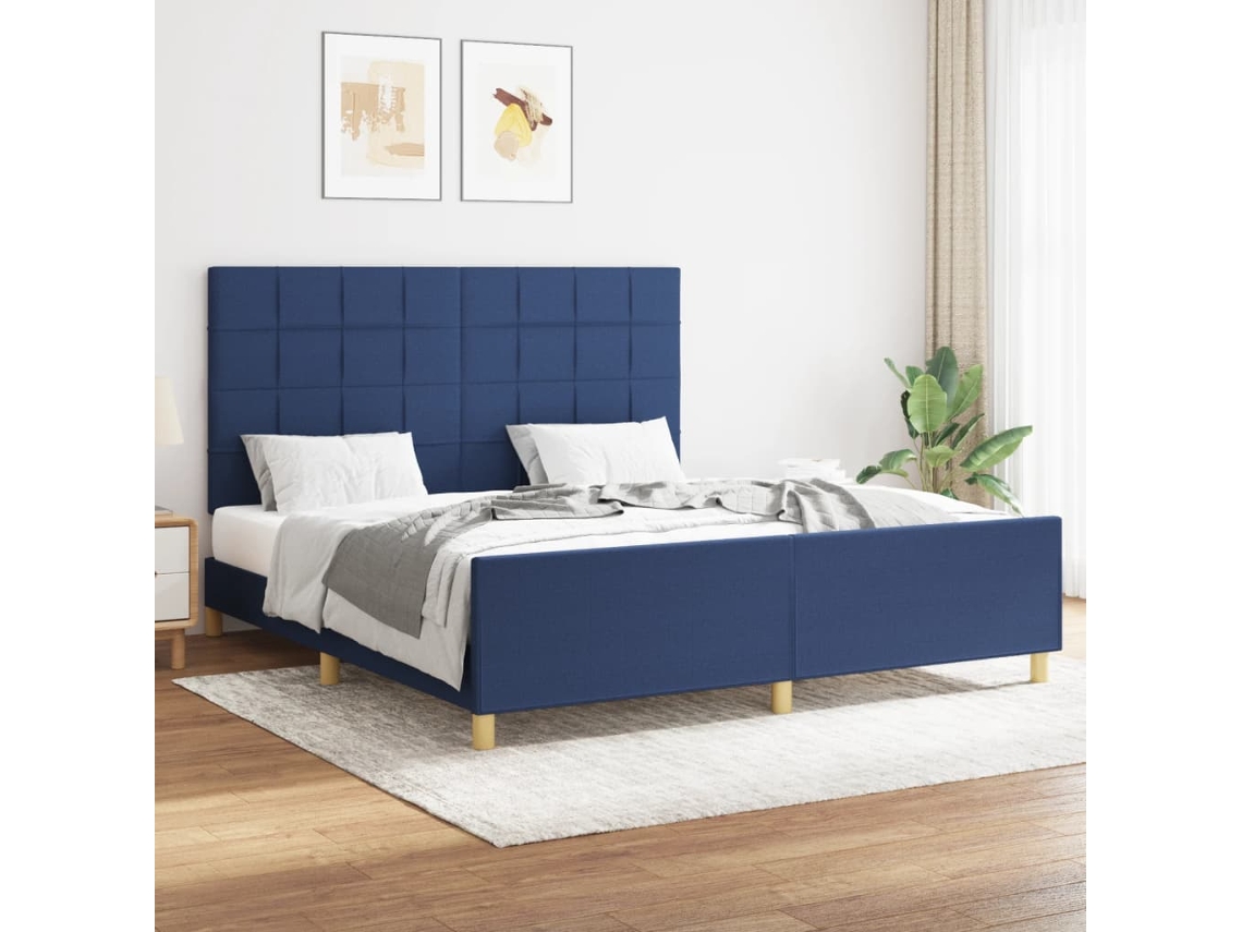 Vidaxl Estrutura De Cama Sem Colchão 160x200 Cm Tecido Azul