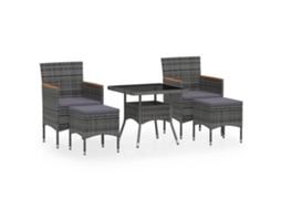 Maison Exclusive - 5 Pcs Conjunto Jantar P/ Jardim Vime Pe E Vidro Temperado Cinza