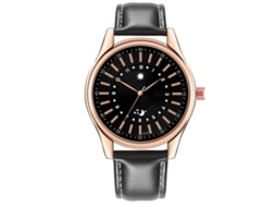 Relógio de Pulso Masculino Fashion Simples de Quartzo com Pulseira Pu Decoração Preto