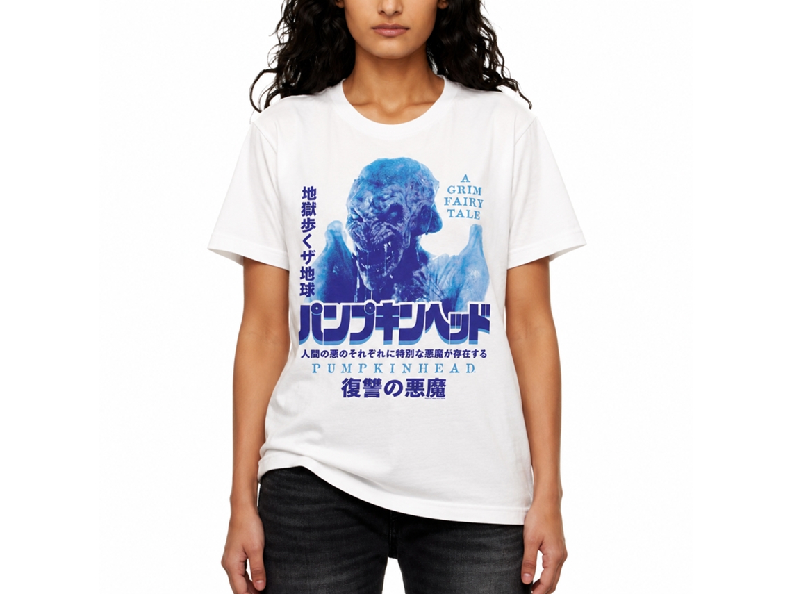Rockinstone Pumpkinhead Movie Kanji Poster White Adult T-shirt Size:s