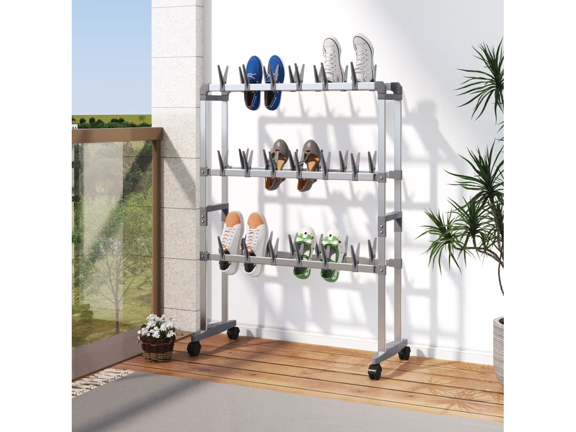 Vidaxl Sapateira Com Rodas 66x27x100 Cm Prateado