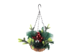 Cesto de Natal decorativo com pinhas, bolas de luz e temática festiva LAXISCREED