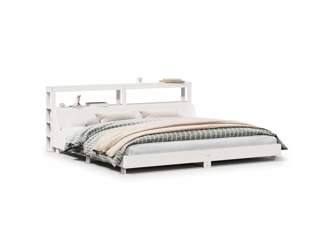 Cama Sem Colchão 180x200 cm Madeira de Pinho Maciça Branco MAISON EXCLUSIVE