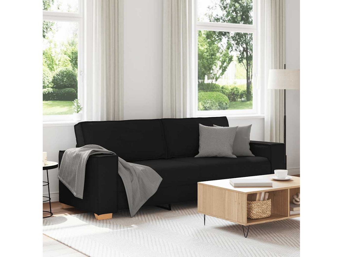 Vidaxl Sofá De 3 Lugares Preto 220x78x84 Cm Tecido