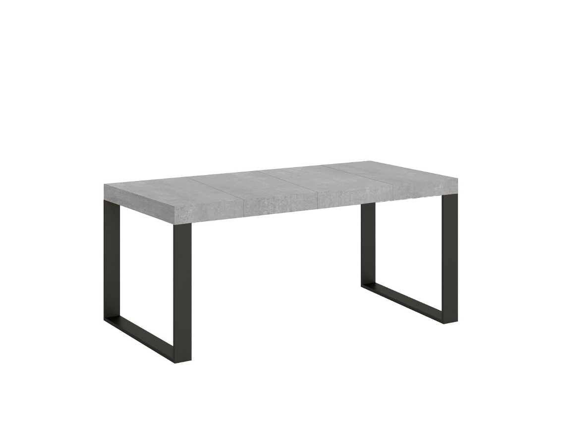 Mesa de Jantar Extensível 90X90/246 Cm Tecno Premium Cimento Quadro Antracite ITAMOBY